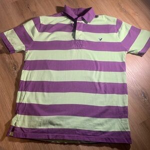 American eagle outfitters stripped polo shirt